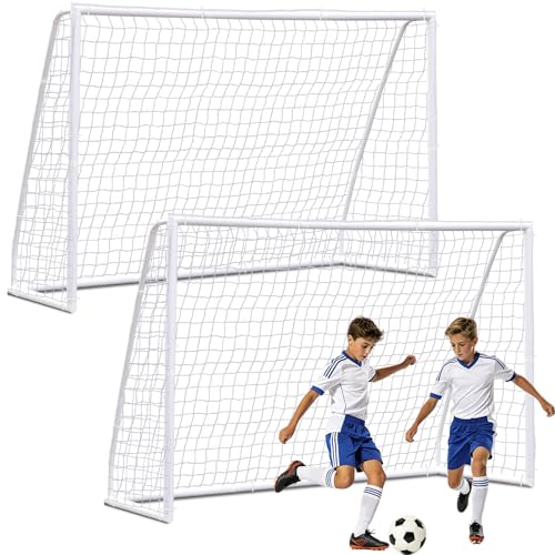 ZENY Portable Soccer Goal for Backyard,12x6 / 10x6.5 / 8x5 / 6x4 ft Kids Adults Soccer Net and Frame for Home Backyard Practice Training Goals, Soccer Training Equipment - style: 10 x 6.5 FT - 2 Pack
