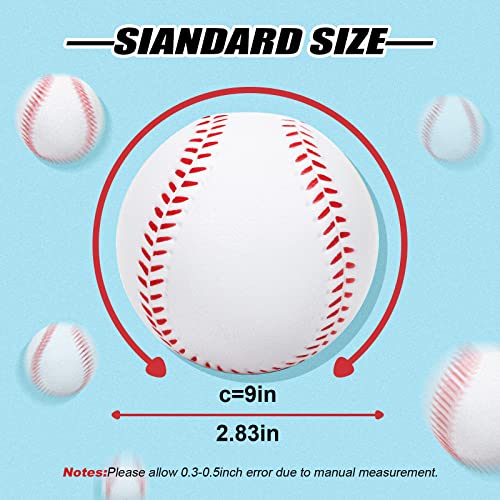 Foam Baseballs, 9 Inch Soft Baseballs Training Pitch Stress Ball with Drawstring Bag - color: White