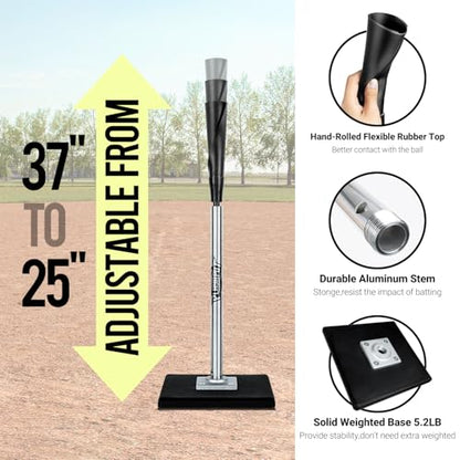 PLAYAPUT Baseball Batting Tee and Practice Net Combo for Batting, Hitting, Pitching,Throwing,6FT Baseball Net with Large Pocket Holds 50+Balls,Height Adjustable 25" to 37" Hitting Tee for All Players