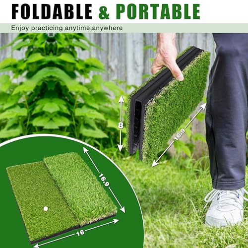 Premium Golf Hitting Mat, 10mm Foam Padding with Rubber Backing Golf Mat, Golf Practice Mat for Indoor and Outdoor Training - style: Dual-Turf Mat