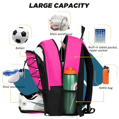 Goloni Soccer Bag, Basketball Bag with Ball Compartment & Shoe Compartment,Large Soccer Backpack for Basketball,Gym，Football - color: Pink