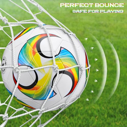 Deekin 6 Pcs Soccer Ball Bulk with Pump Needle Size 5/4/3 Deflated Official Soccer Ball for Indoor Outdoor Sport Training Practice Accessories for Child Teen Adult Game Training - size: Size 4