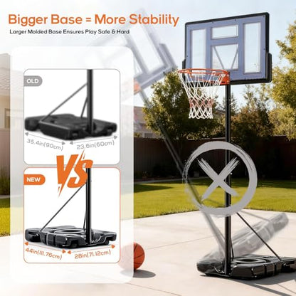 Portable Basketball Hoop Outdoor, Adjustable Basketball Hoops Goal System Shatterproof Backboard, Shock Absorbent Rim, Fillable Base for Swimming Pool/Backyard/Driveway - style: Grey 6.1-10FT