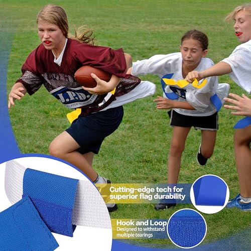 Flag Football Belts, Set of Flag Football Flags for Kids Adults, and Youth, Adjustable Flag Football Set 14 Players - color: Yellow and Blue