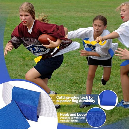 Flag Football Belts, Set of Flag Football Flags for Kids Adults, and Youth, Adjustable Flag Football Set 14 Players - color: Yellow and Blue