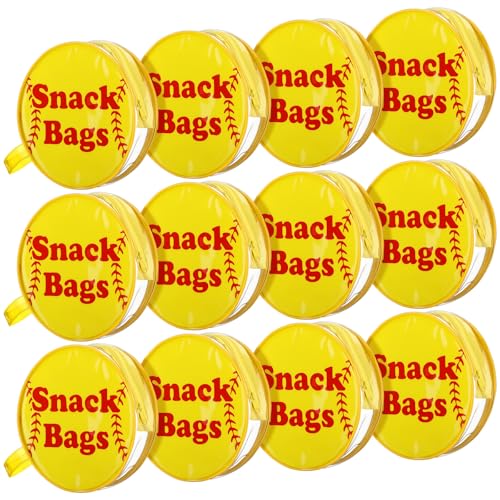 Reginary 12 Pcs Softball Snack Bags for Team Gifts Softball Goodie Clear Treat Candy Pouch Bags PVC Waterproof with Zipper Party Favors for Team Birthday Gifts Sport Supplies - style: Softball Snack Bag