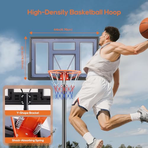 Portable Basketball Hoop Outdoor, Adjustable Basketball Hoops Goal System Shatterproof Backboard, Shock Absorbent Rim, Fillable Base for Swimming Pool/Backyard/Driveway - style: Grey 6.1-10FT