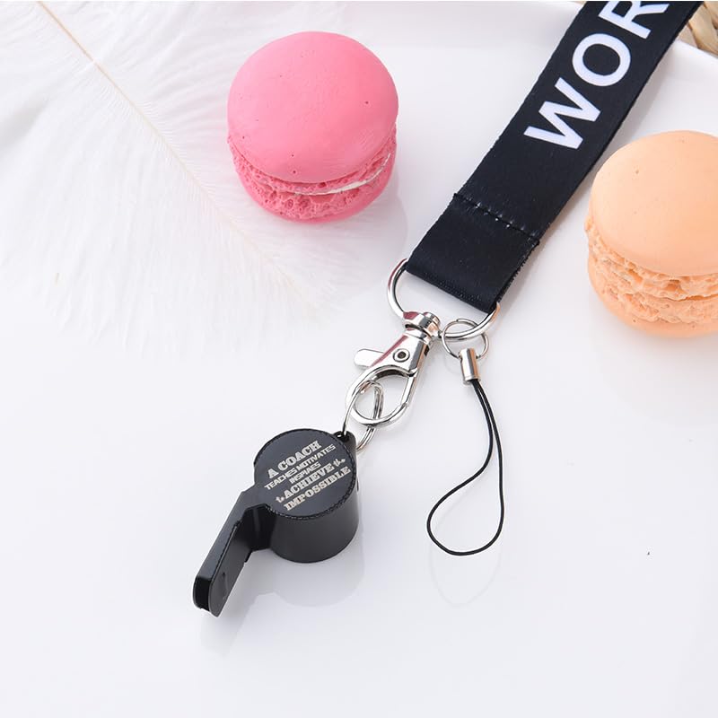Sisadodo Best Coach Whistle with Lanyard Basketball Football Referee Coach Teacher Appreciation Gifts Lifeguard Whistle - color: black-basketball