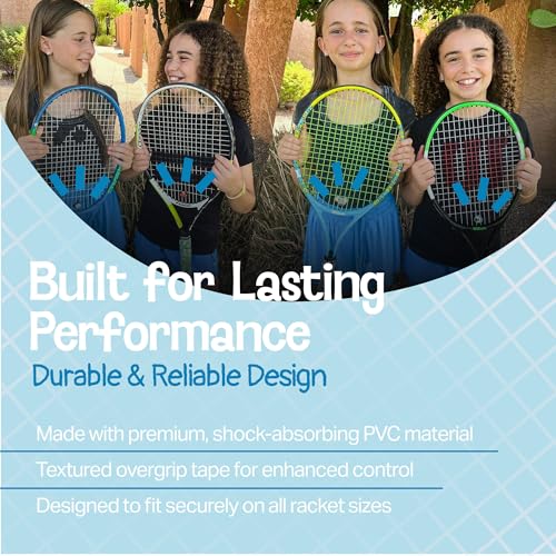 Racket Pets Kids Tennis Racket Dampener & Matching Overgrip Tape, Performance Shock Absorbing Dampener for Tennis Racket & Fun Animal Print Tennis Wrap Grip Tape - style: Shark