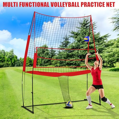 Volleyball Practice Net, 11x8ft Volleyball Training Net, Height Adjustable Volleyball Training Equipment, 2-in-1 Volleyball Spike Trainer for Backyard, Indoor, Outdoor, Hitting, Spike