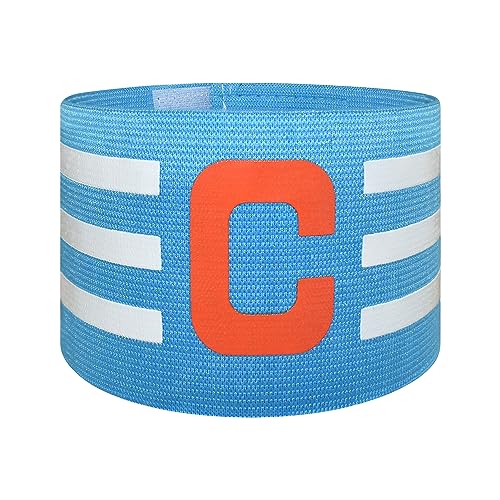Sports Captain C Arm Band for Team Training, Unisex Elastic Soccer Captain Armband Adjustable Outdoor Football Player Captain's ArmBands for Adult - color: Sky Blue