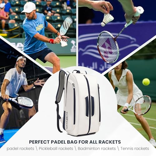 Tennis Racket Bag Pickleball Padel Backpack With Shoe Compartment, Laptop Sleeve,Fence Hook,Ball Sleeve - color: Blue