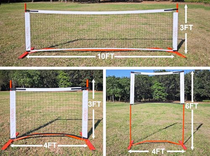 Zdgao Small Pickleball Net Set- 10FT Mini Pickleball Net, 4FT Adjustable Height Dink Training Rebounder Net with Outdoor Pickleballs, Paddles Set of 2 and Carry Bag for Driveway, Backyard