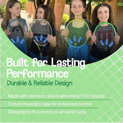 Racket Pets Kids Tennis Racket Dampener & Matching Overgrip Tape, Performance Shock Absorbing Dampener for Tennis Racket & Fun Animal Print Tennis Wrap Grip Tape - style: Parrot