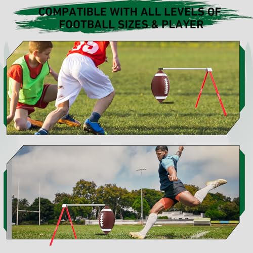 Football Kicking Tee Stand, Premium Field Goal Kickoff Holder Equipment, Professional Kick Goal Posts Gear Compatible with All Football Size, Football Trainer Practice Accessories Gifts - color: Red, size: 2 PCS