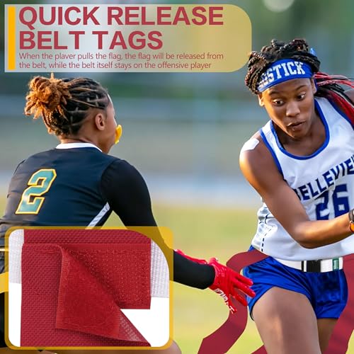 Flag Football Belts, 10/14 Player White Flag Football Sets for Youth, Kids and Adults Team Sports Training Games - color: Red and Yellow