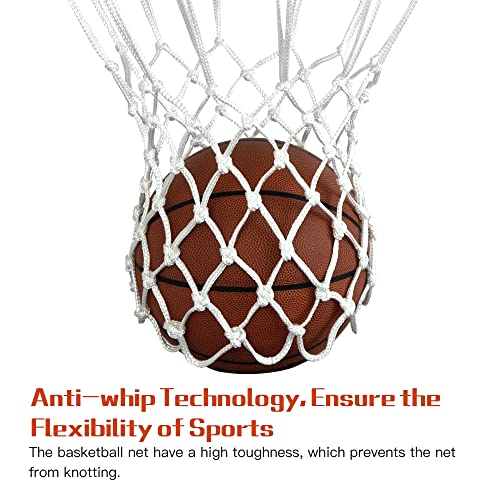 Sanung 2 Pack Basketball Net, Weather-Proof Standard Size Replacement White Basketball Mesh Net for Indoor and Outdoor, Easy to Install