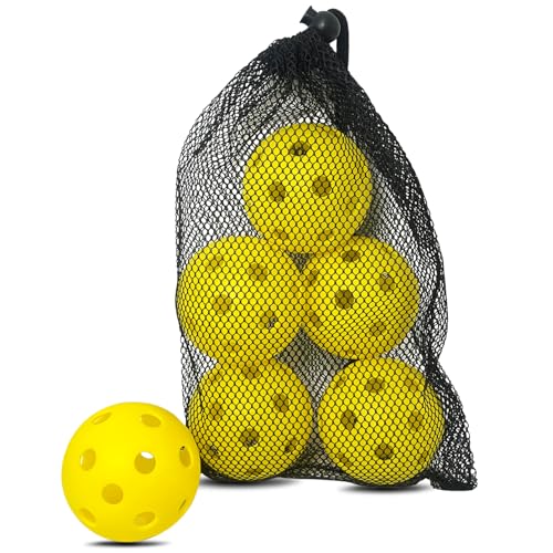 6 -Pack Pickleball Balls, 26 Holes Outdoor Pickleballs, High Elasticity & Durable Pickle Balls for All Style Pickleball Paddles Indoor Pickleballs - color: Yellow, style: 6 - Pack