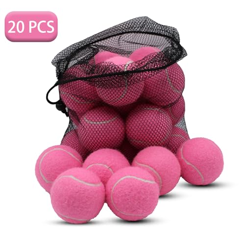 SHYUJAJIE Tennis Balls, 20 Pack Training Tennis Balls,High Elasticity Practice Tennis for Beginner, Exercise Playing Balls for Pet Dog - color: Pink