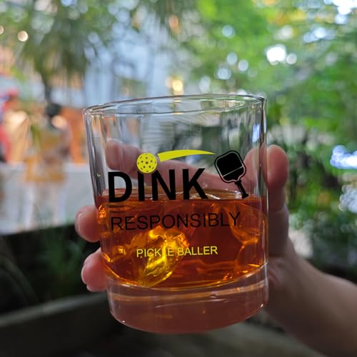 Dink Responsibly Pickleball Whiskey Glass, Pickle Ball Dink Responsibly pickleball Lovers Stemless Wine Tumbler Gift for Men or Partners Players Insulated Stainless Steel Wine Glass-54