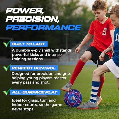Western Star Soccer Ball USA - Official Match Grade Soccer Balls - Youth & Adult - Attractive and Durable Design - Performance
