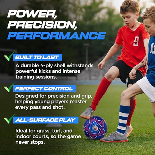 Western Star Soccer Ball USA - Official Match Grade Soccer Balls - Youth & Adult - Attractive and Durable Design - Performance - color: Navy Blue, size: 5