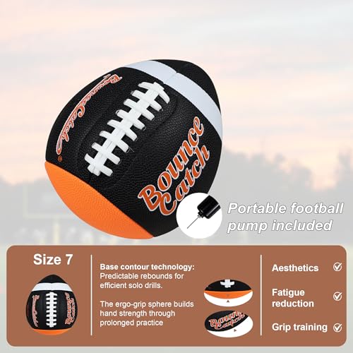 Training Football, Youth Size Fatherless Football PassCatch Solo Enhancing Passing Catching Halfball(with Pump) - style: Brown-7#(Ages 5-14)
