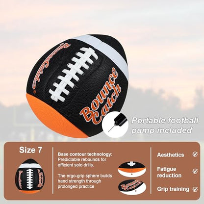 Training Football, Youth Size Fatherless Football PassCatch Solo Enhancing Passing Catching Halfball(with Pump) - style: Brown-9#(Ages 14+)