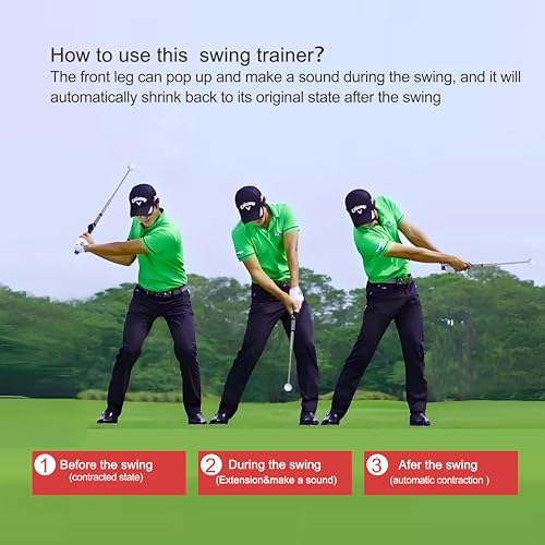 Retractable Golf Swing Training Aid, Rhythm Click Sound Warm-up Golf Swing Trainer, Golf Grip Trainer, Golf Training aid Indoor and Outdoor Golf Equipment for Beginners and Professionals