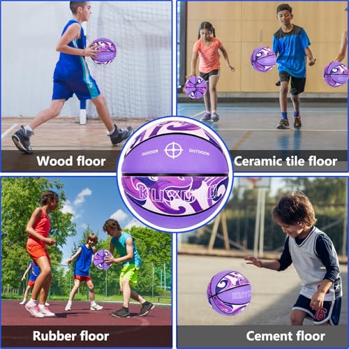 KUYOTQ Kids Toddler Youth Adult Size (3~7) Basketball Thickened Rubber or Leather Small Mini Basketball Soft Touch in & Outdoor Wear Resistant Basketball for Boys Girls Basketball Gifts (Deflated)
