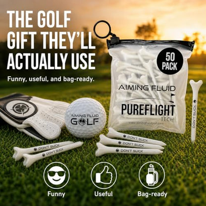 Don't Suck Collection - with Durable 4-Prong Golf Tee PureFlight Tech for Straighter and Longer Drives and Limited Edition Microfiber Magnetic Golfing Towel (16"x24")