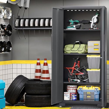Torin Garage Cabinets Storage System, 9 Piece Included Steel Drawers Rolling Chest,Locked Storage Cabinet, Perfect for Organizing Garage and Tools, 129.92", Black/Grey
