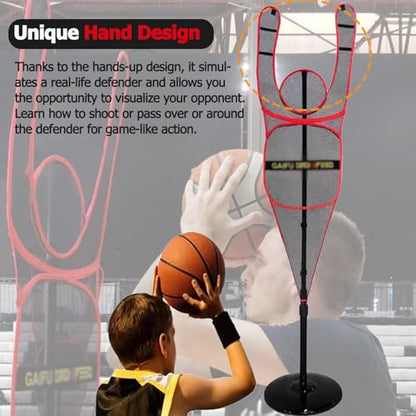 Portable Defender Practice Dummy for Basketball, Adjustable Freestanding Training Mannequin for Dribbling Shooting Passing (Red)