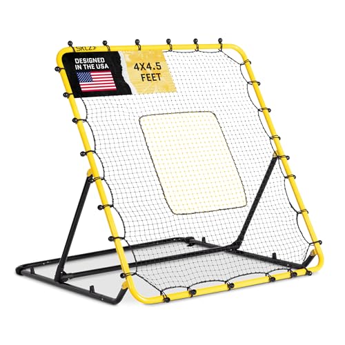 SKLZ Fielding Trainer - Baseball, Softball & Volleyball Rebounder Net. Enhanced Solo Fielding Practice for Skill Development. High-Performance Multi-Sport, Portable, 3 Ball Return Angles, 4x4.5 Feet