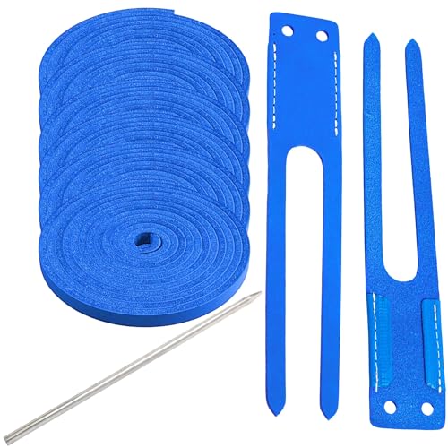 TOFL Baseball Glove Lace Kit | 6 Leather Laces, Lacing Needle, Thumb & Pinky Straps | Heavy Duty Baseball Glove Relacing Kit - color: Electric Blue
