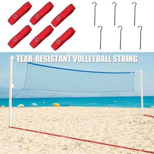 Volleyball Court Cords - Volleyyball Boundarry Webbing | Beach Volleyballl Lines for Heavy Duty Adjustable Sand Courrt Marking Kit | Outdoor Sports
