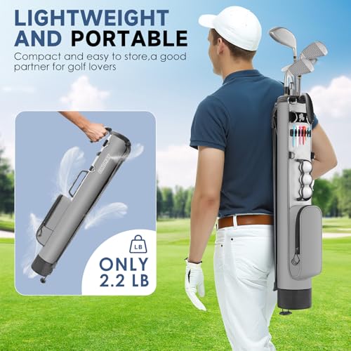 Findway Golf Stand Bag, Small Golf Bag for The Driving Range, Par 3 and Executive Courses, Lightweight Golf Club Carry Bag with Ball Holder and Pockets for Men Women - color: Gray