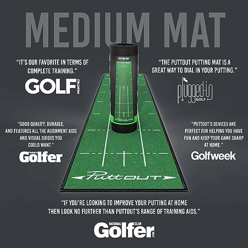 PuttOUT Medium Putting Mat - Perfect Your Golf Putting (7.9ft x 1.6ft)(Green)