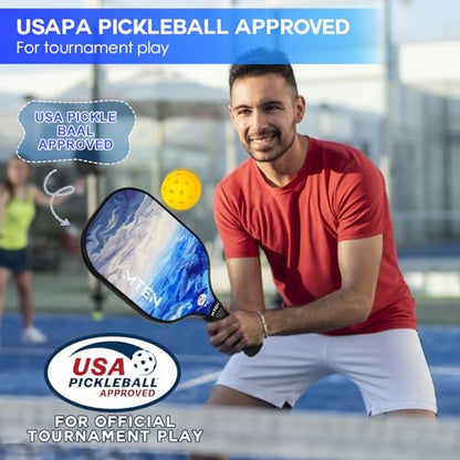 Pickleball Paddles Set of 2 or 4, or Single Paddle – USAPA Approved Fiberglass Surface Pickleball Rackets Set for Men & Women - color: Lake White*2