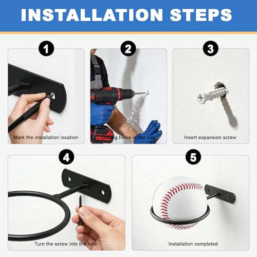 2Pack Baseball Holder,Baseball Wall Mount Holders Softball Display Memorabilia Holder Heavy Duty Sports Wall Mount Rack for Display Storage, Black - size: 2Pack