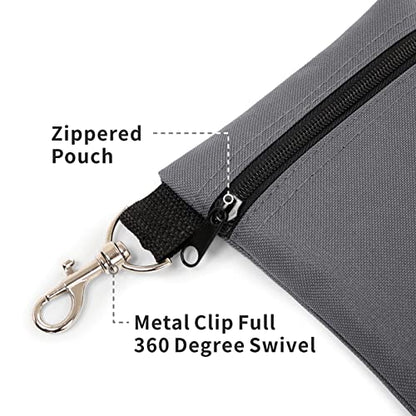 Golf Tee Pouch, 5.62 X 6.87 Inch Professional Zipper Golf Tee/Ball Pouch Bag with Metal Lobster Claw Clip - color: GREY