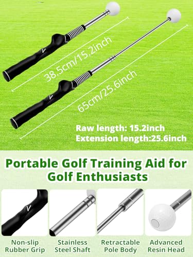 Retractable Golf Swing Trainer with Arm Band - Click Stick Golf Training Aid, Right/Left -Handed Golf Swing Practice Stick for Chipping & Hitting, Portable Indoor Outdoor Golf Practice Stick - style: Right-Handed Golf Swing Trainer