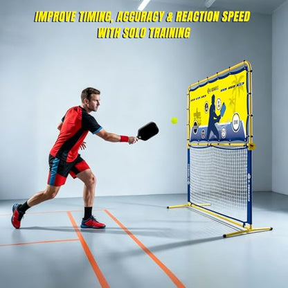 6×6FT 2-in-1 Pickleball Rebounder & Game Net — Portable Pickleball Net, Adjustable Rebounder Training Net, Heavy-Duty Iron Frame, 28KG Tension Ropes (Backyard & Solo Practice) Blue