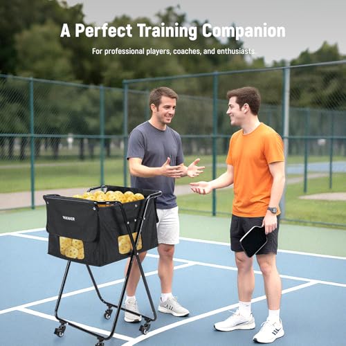 NEEWER Tennis Ball Hopper, Pickleball Retriever Collector Basket Cart Holder Tennis Court Equipment Accessory for Training Teaching - style: PB01X Bag/Cart