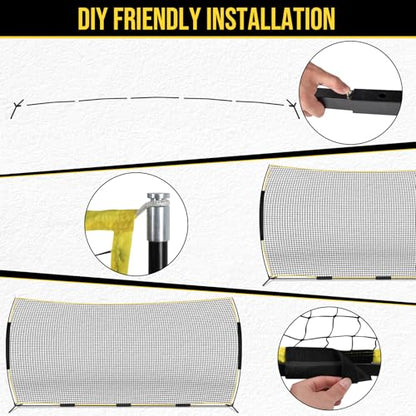 Barricade Backstop Net, 12x9 ft/ 16x10 ft/ 20x10 ft Ball Stop Netting with Carry Bag & Ground Stakes, Quick Setup, Portable, Perfect for Lacrosse, Baseball, Basketball, Soccer - size: 20x10 ft