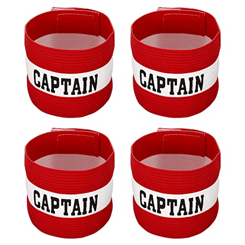 PATIKIL Captain's Armband, Pack Elastic Arm Band for Soccer Team Training - color: Red