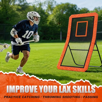 Lacrosse Rebounder net for Backyard, 4x7FT Adjustable Net with 5 Angles & Target Stripe,Durable Multi-Sport Practice Tool for Soccer Baseball Volleyball Training Equipment