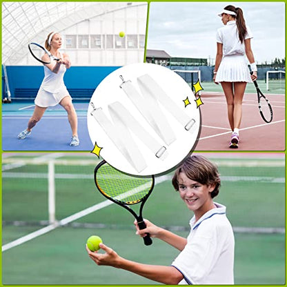 Summer Tennis Net Center Strap Adjustable Height Net Straps Portable Tennis Accessories for Driveway Sports Training Contest Equipment, 39 x 1.96 Inch, White (2 Pieces)