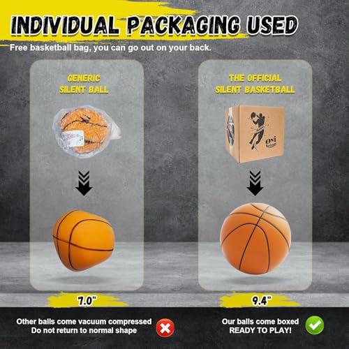 Silent Basketball 2025 Official Eighth Generation of High Density Silent Basketballs Size 6 (28.5") and 7 (29.5"),Mute Basket-Ball Training Ball - size: Groove Orange 28.5"