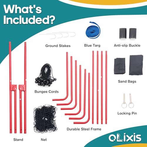 OLIXIS 7x4 ft Volleyball Rebounder Net - Multi Sport Bounce Back Training Equipment with Travel Bag, 5 Adjustable Angles for Outdoor Indoor Practice, Spiking, Bumping, Volleying, Pickball